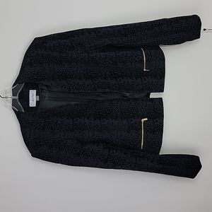 NWT. Calvin Klein velour open front patterned open front blazer size 12